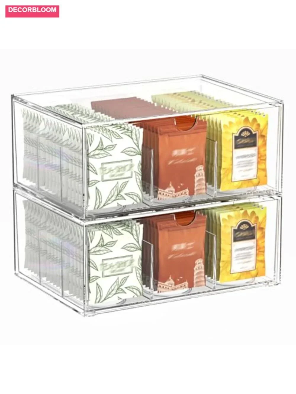 Clear Plastic Drawer Organizer with Dividers - Stackable Storage for Kitchen